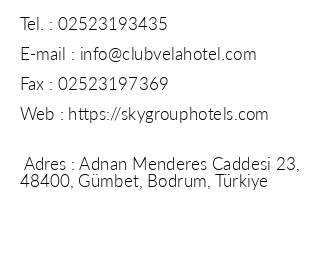 Sky Vela Hotel & Suites Bodrum iletiim bilgileri
